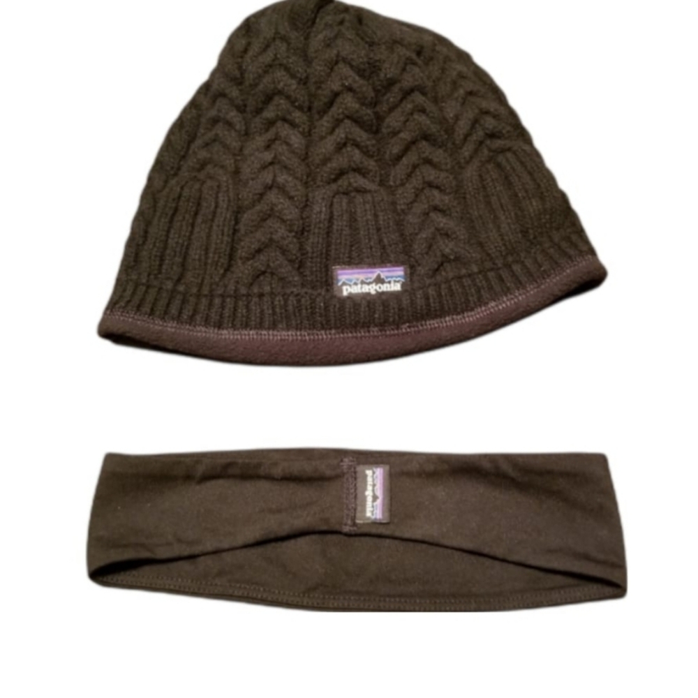 Patagonia Beanie Hat black and heandband
